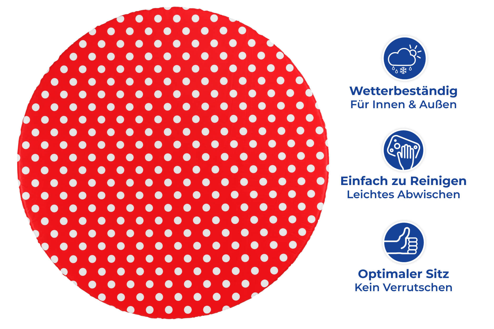 Spann-Tischdecke Rot, gepunktet