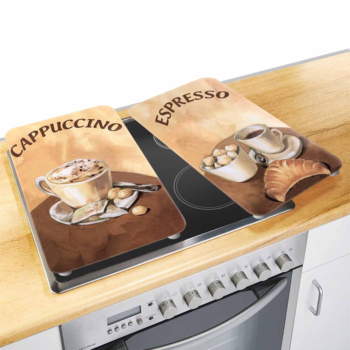 Herdabdeckplatte Universal Kaffee 2er Set, für alle Herdarten Herdabdeckplatte Universal Kaffee 2er Set, für alle Herdarten