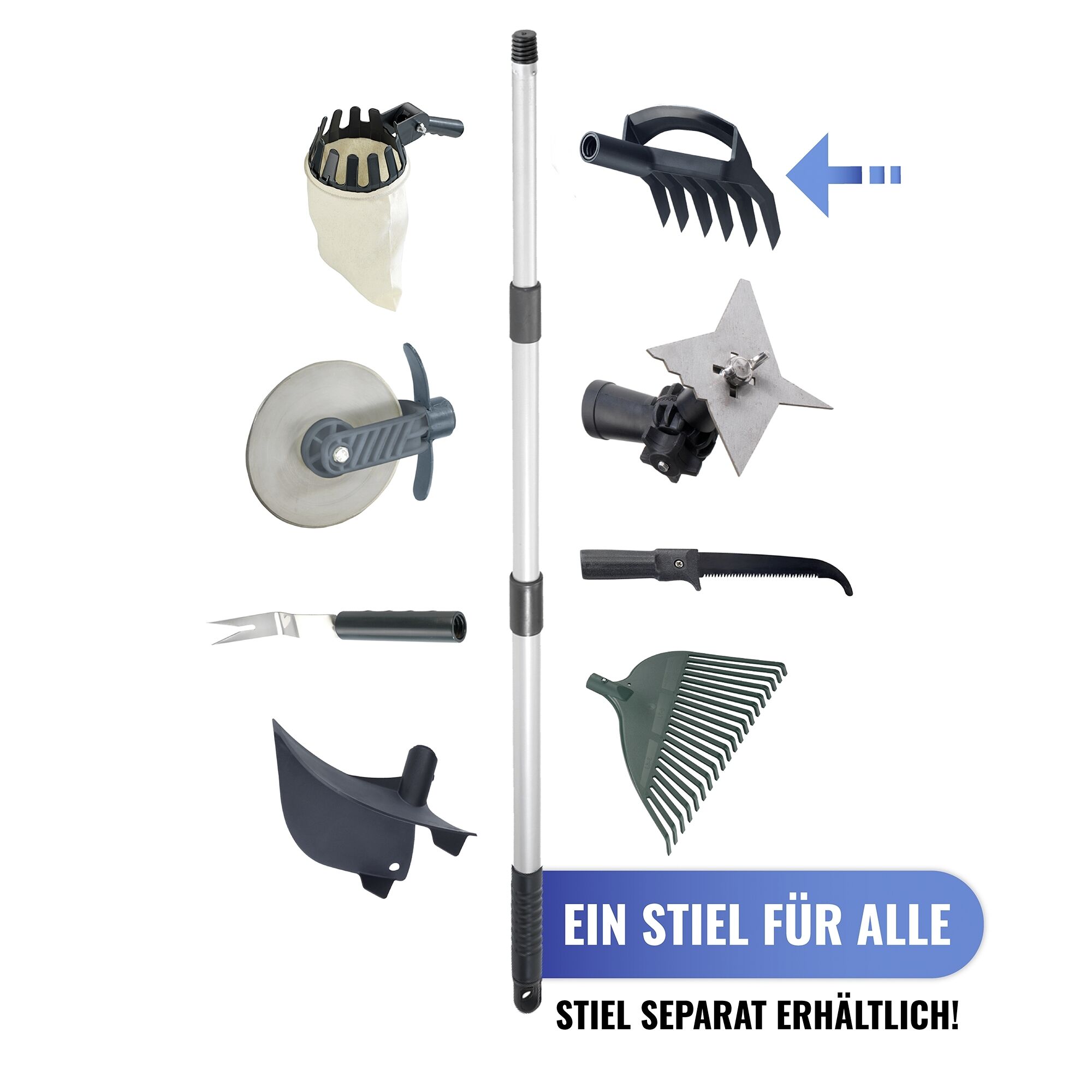 Gartenhacke & Kultivator für Teleskopstiel 2in1