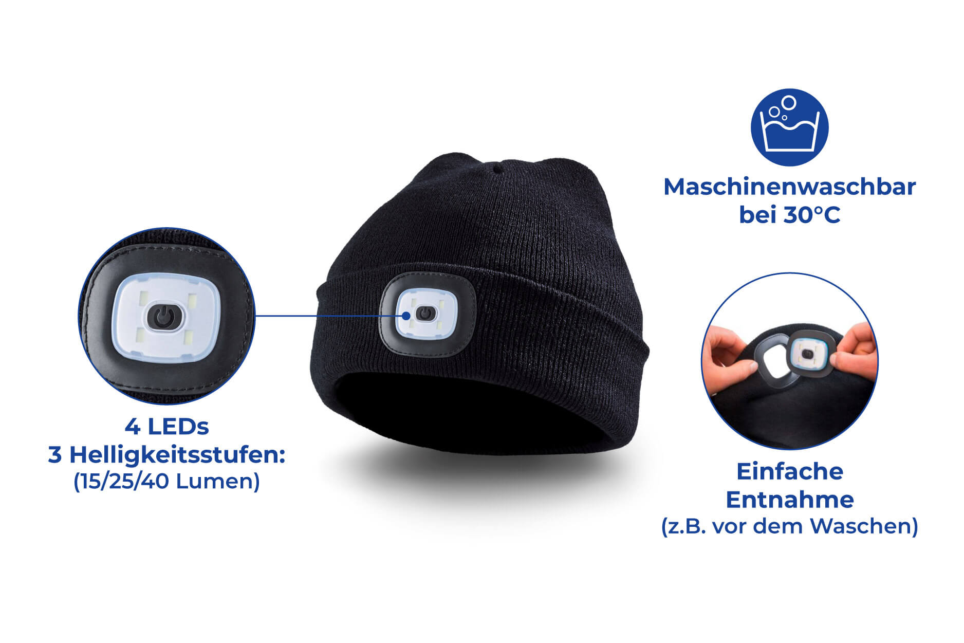 Beanie Mütze mit LED Licht