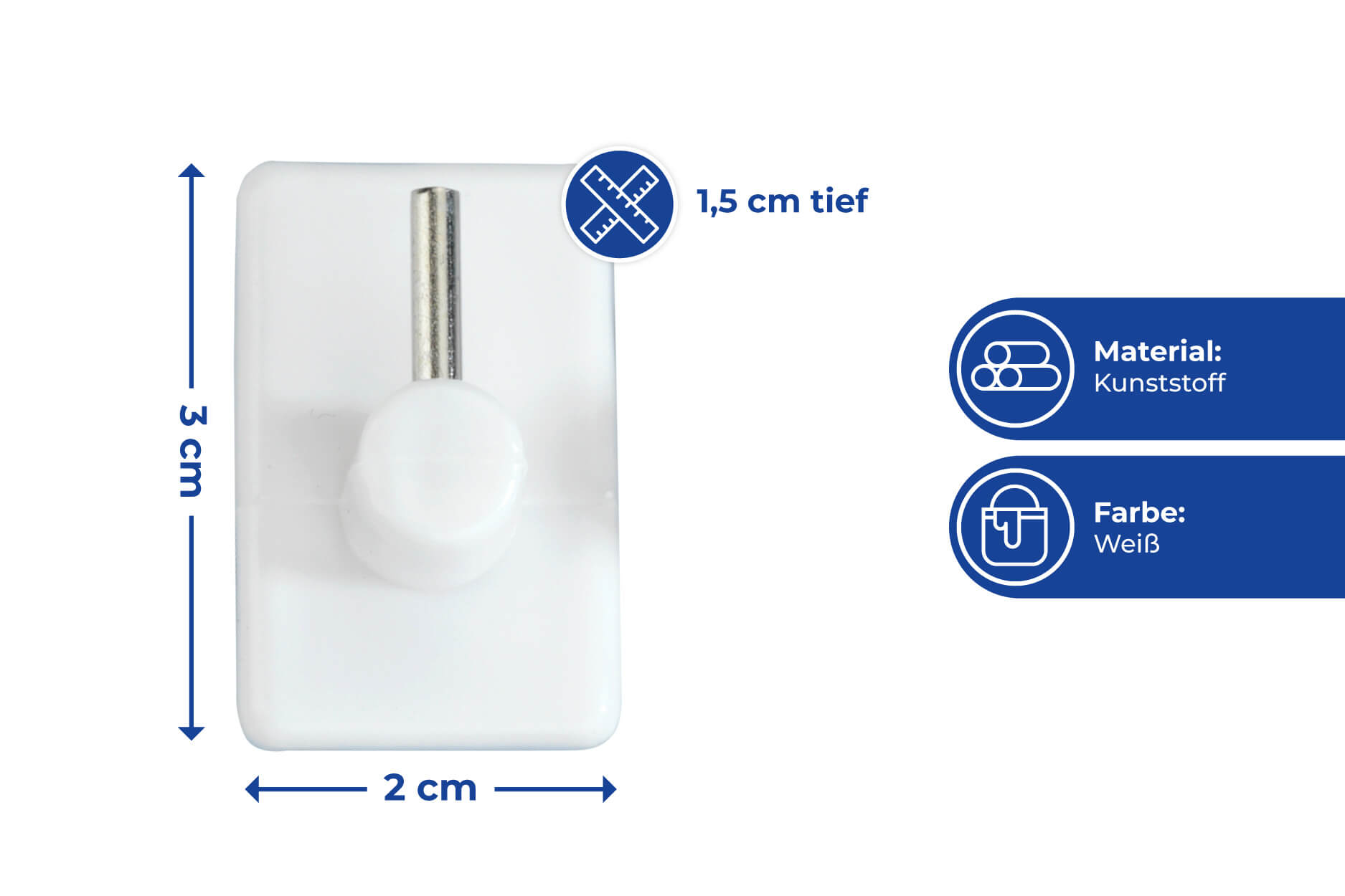 Gardinenhaken Weiß, 4er Set
