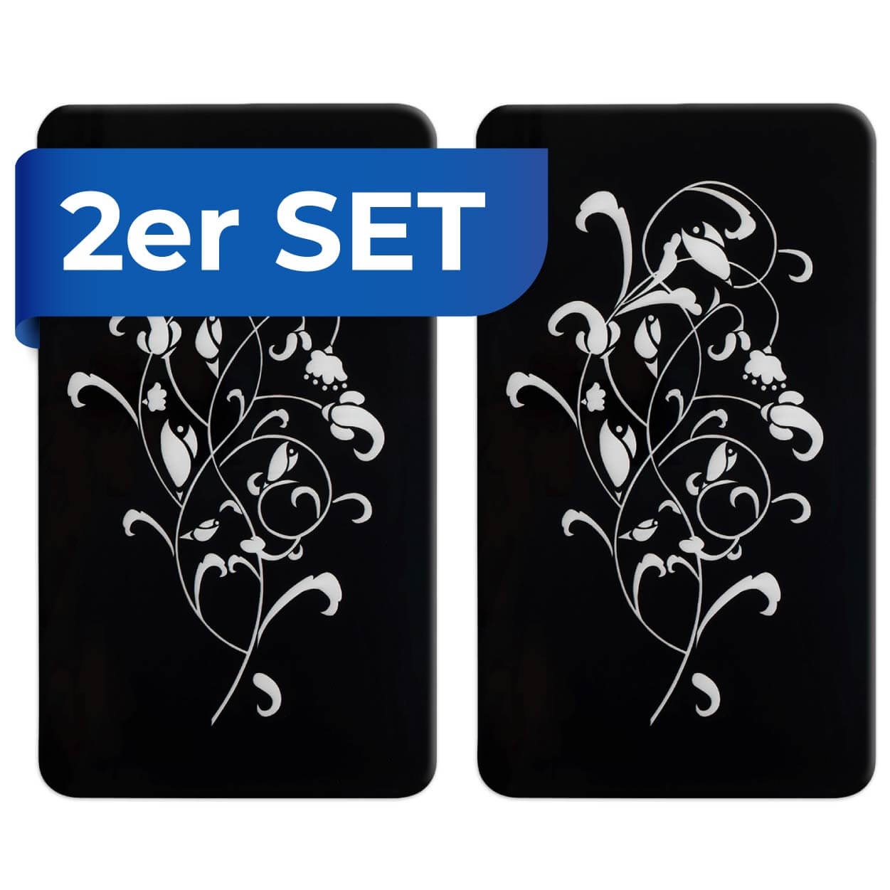 Herdabdeckplatte Universal Ornamento Nero 2er Set, für alle Herdarten
