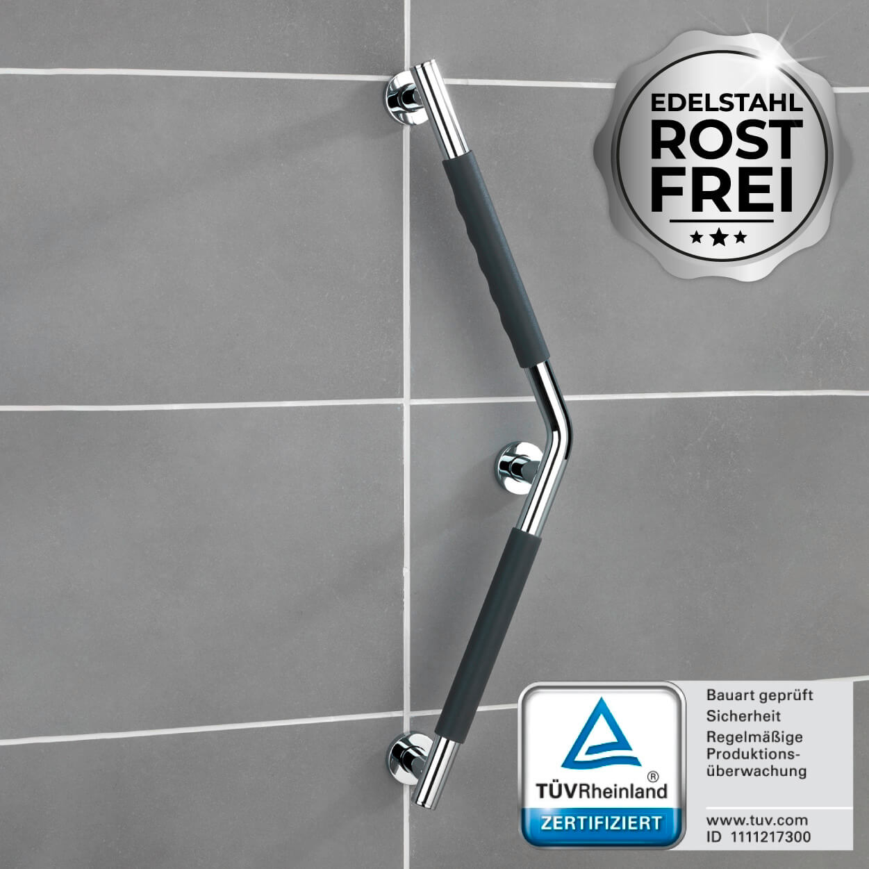 Edelstahl Wandhaltegriff Secura 37 x 37 cm