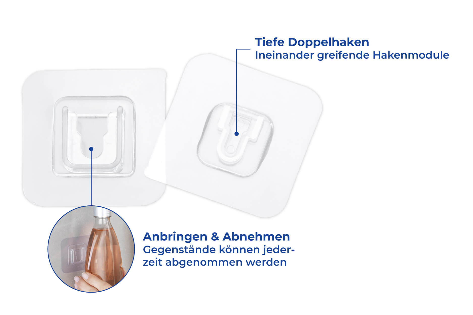 Doppelseitige Klebehaken DUO, 5 Paar Doppelseitige Klebehaken DUO, 5 Paar