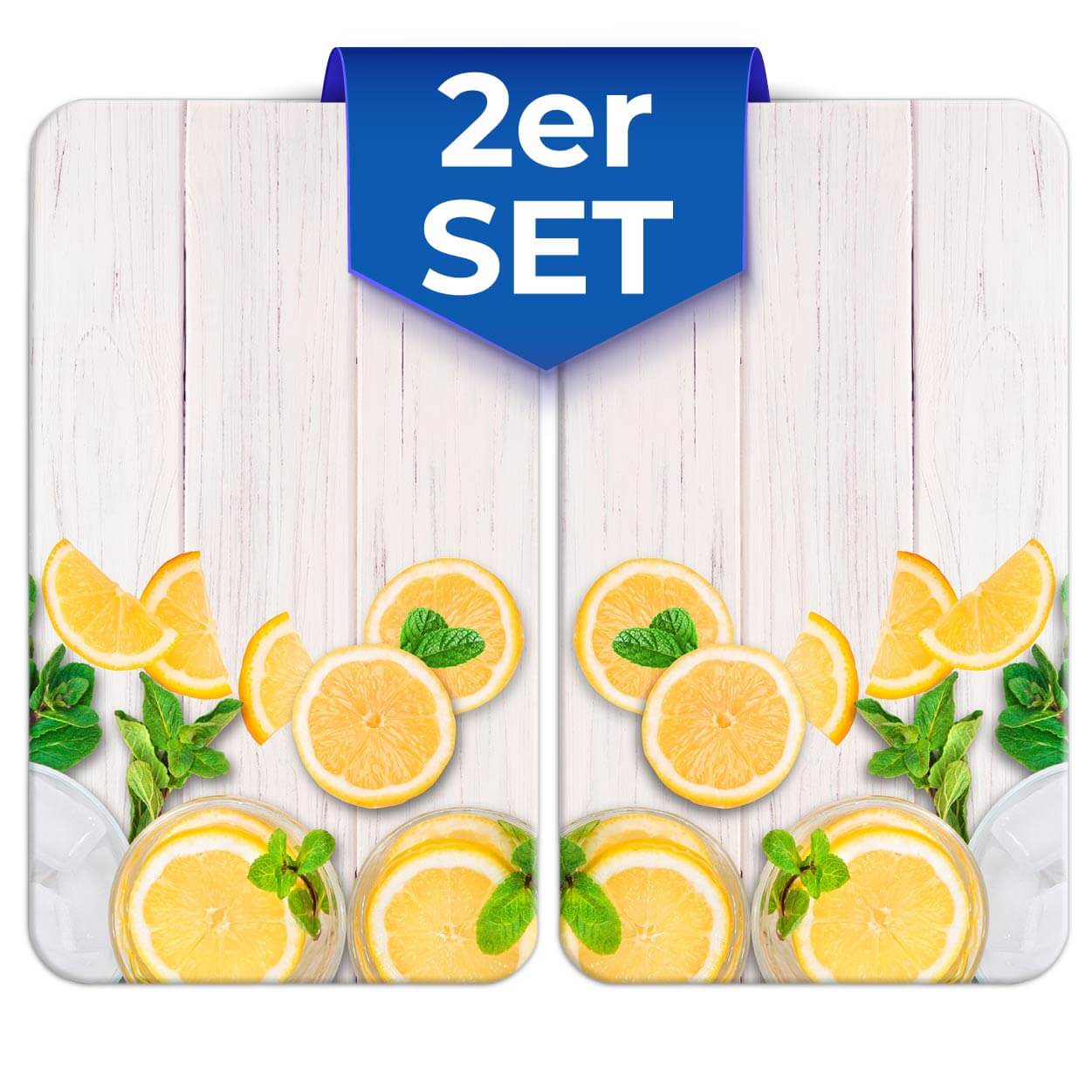Herdabdeckplatte Universal Zitronen 2er Set, für alle Herdarten