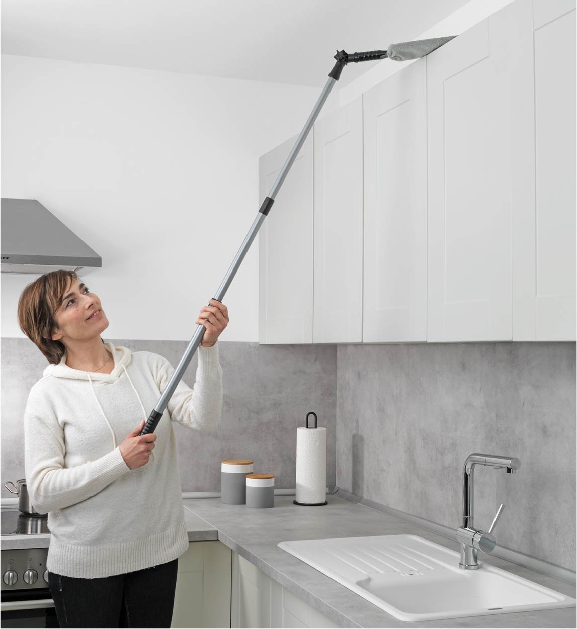 Teleskop-Staubschwert mit Knickgelenk