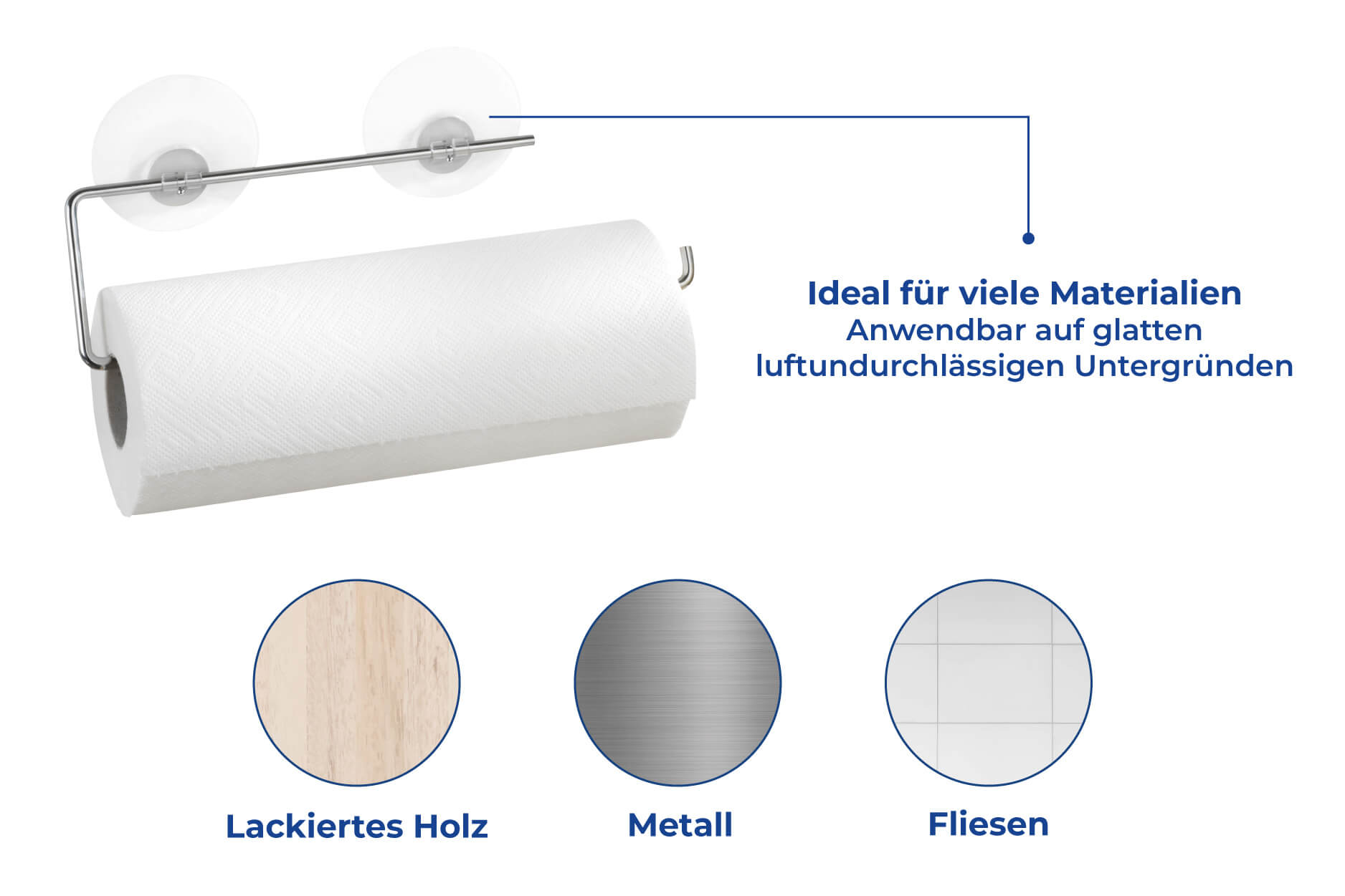 Küchenrollenhalter Chrom, Befestigen ohne bohren Küchenrollenhalter Chrom, Befestigen ohne bohren