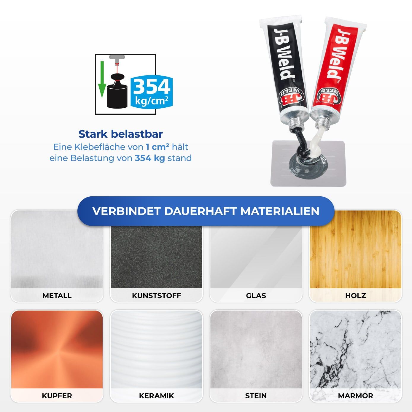 JB Weld „Industro“ 2-Komponenten-Kleber, 2 XXL-Tuben, klebt dauerhaft alles, superfest