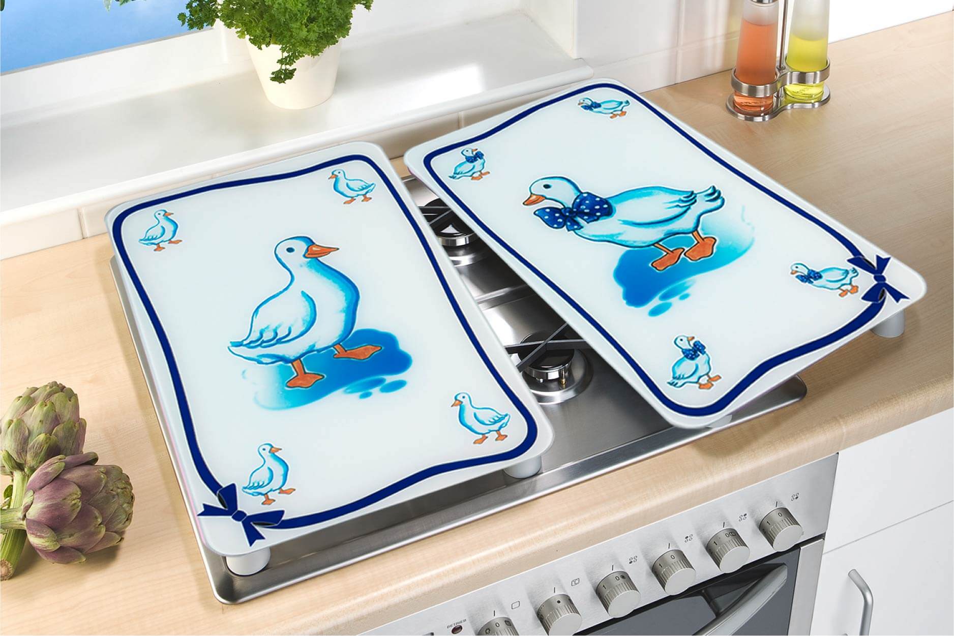 Herdabdeckplatte Universal Gänse 2er Set, für alle Herdarten