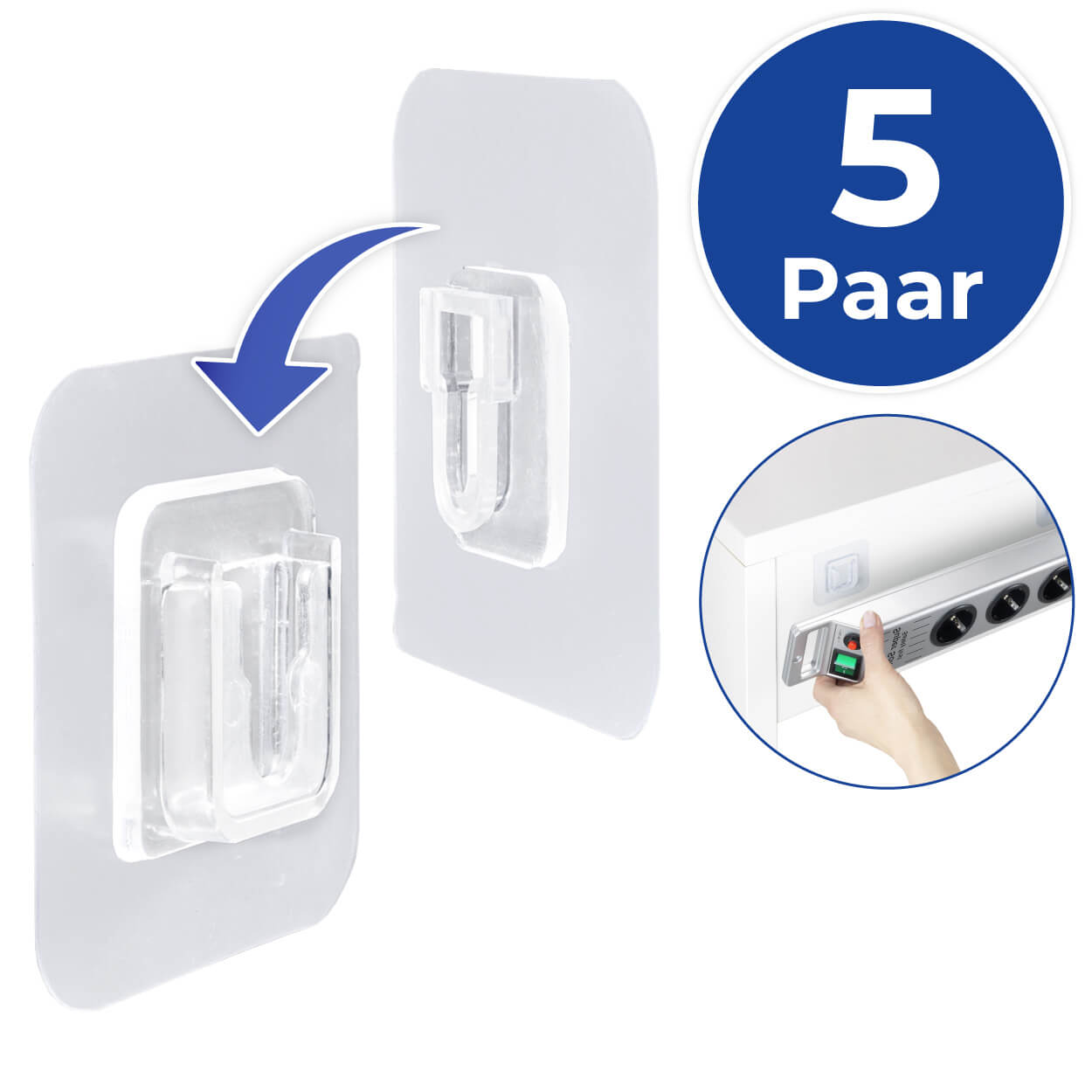 Doppelseitige Klebehaken DUO, 5 Paar Doppelseitige Klebehaken DUO, 5 Paar
