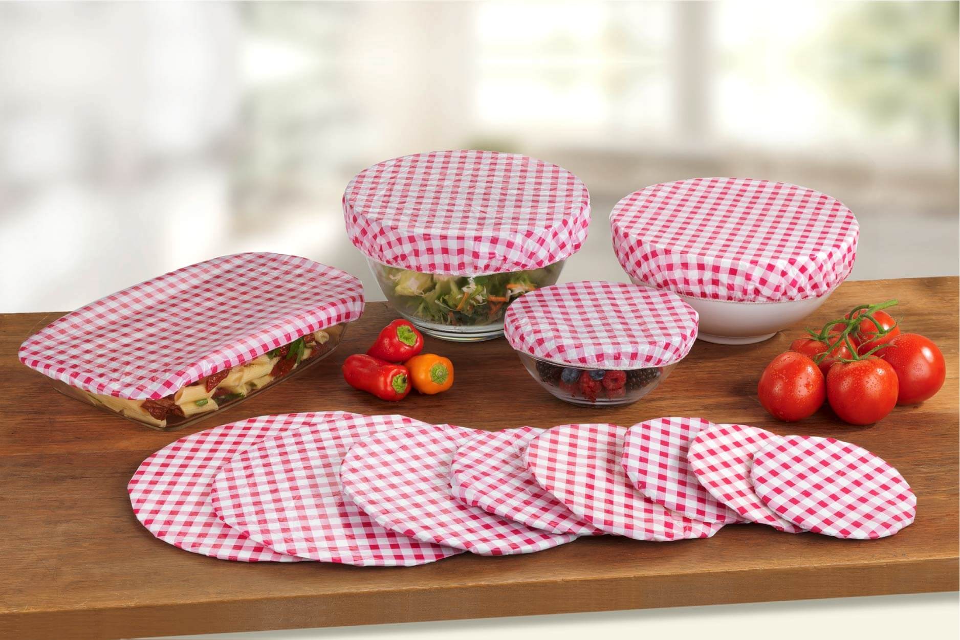 Topfhauben-Set Karo-Klassik, 12 teilig Topfhauben-Set Karo-Klassik, 12 teilig