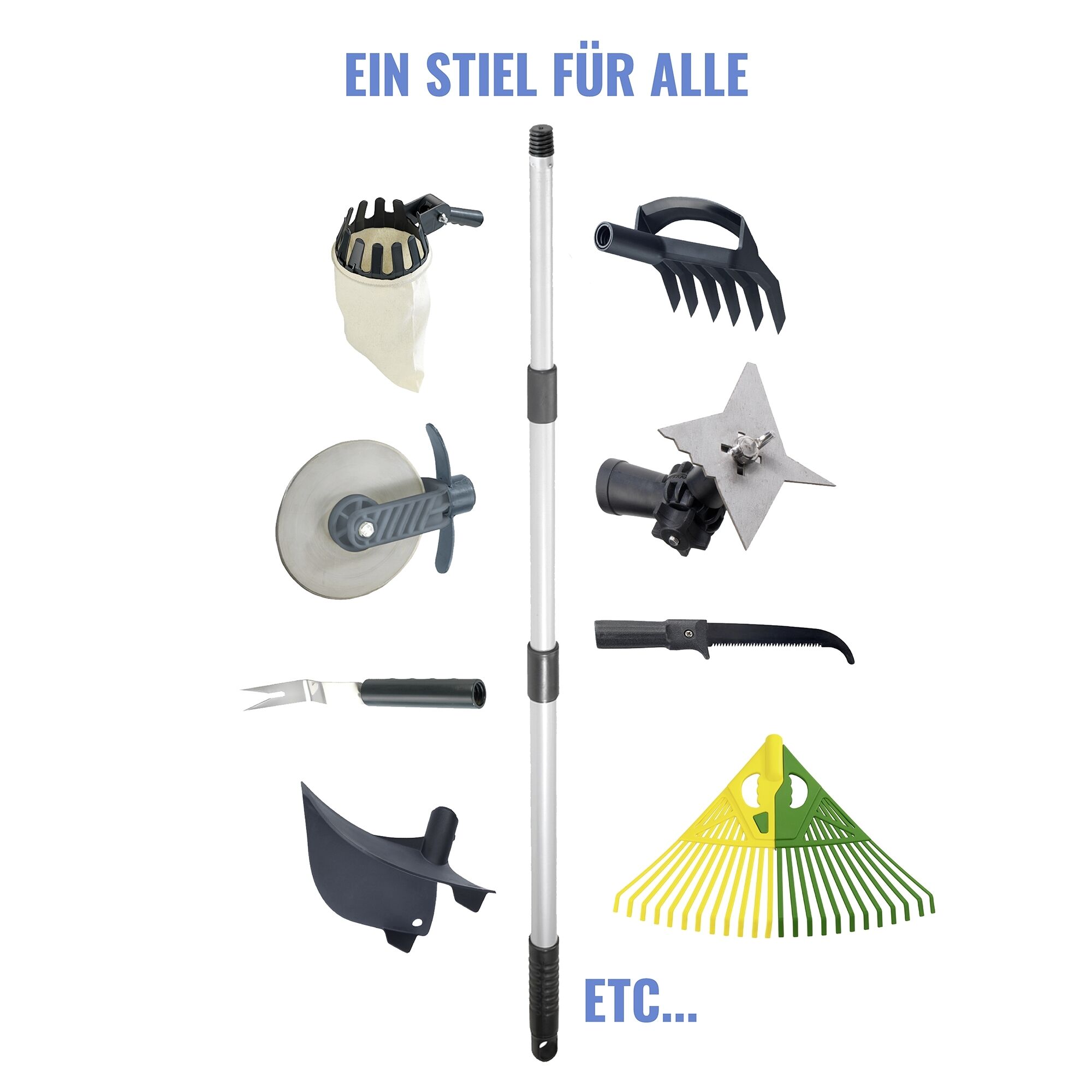 Laubrechen 3in1 mit Teleskopstiel Laubrechen 3in1 mit Teleskopstiel