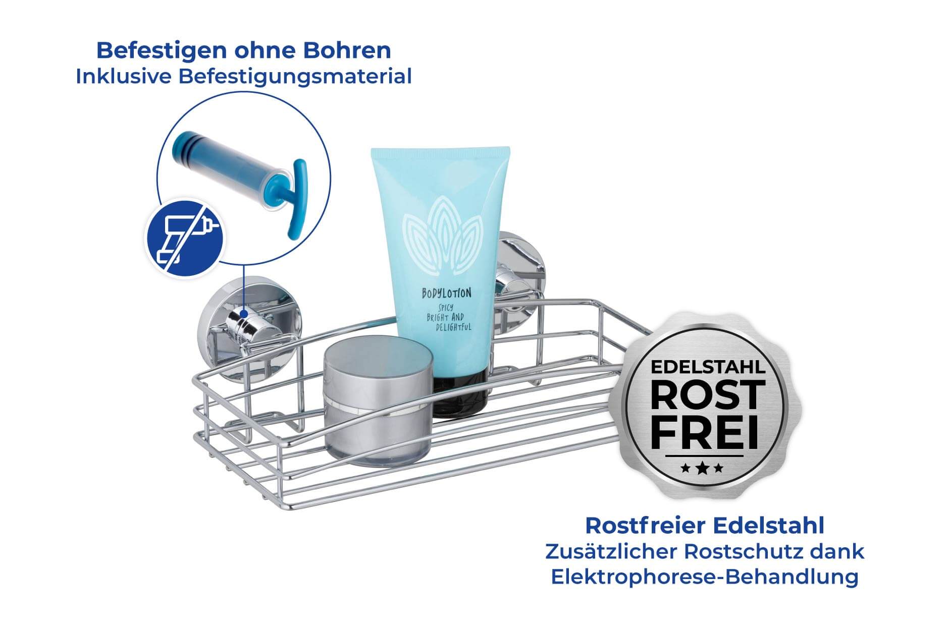 Vacuum-Loc® Wandablage, Befestigen ohne bohren