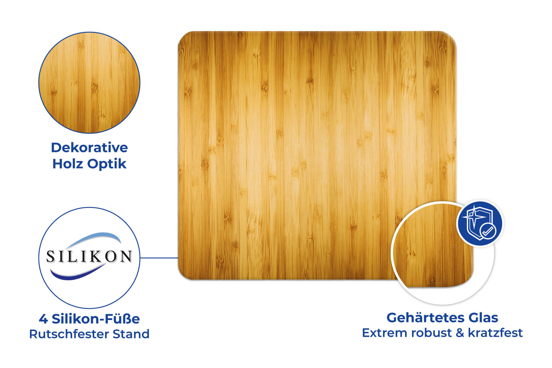 Multi-Platte Holz-Optik, für Glaskeramik Kochfelder