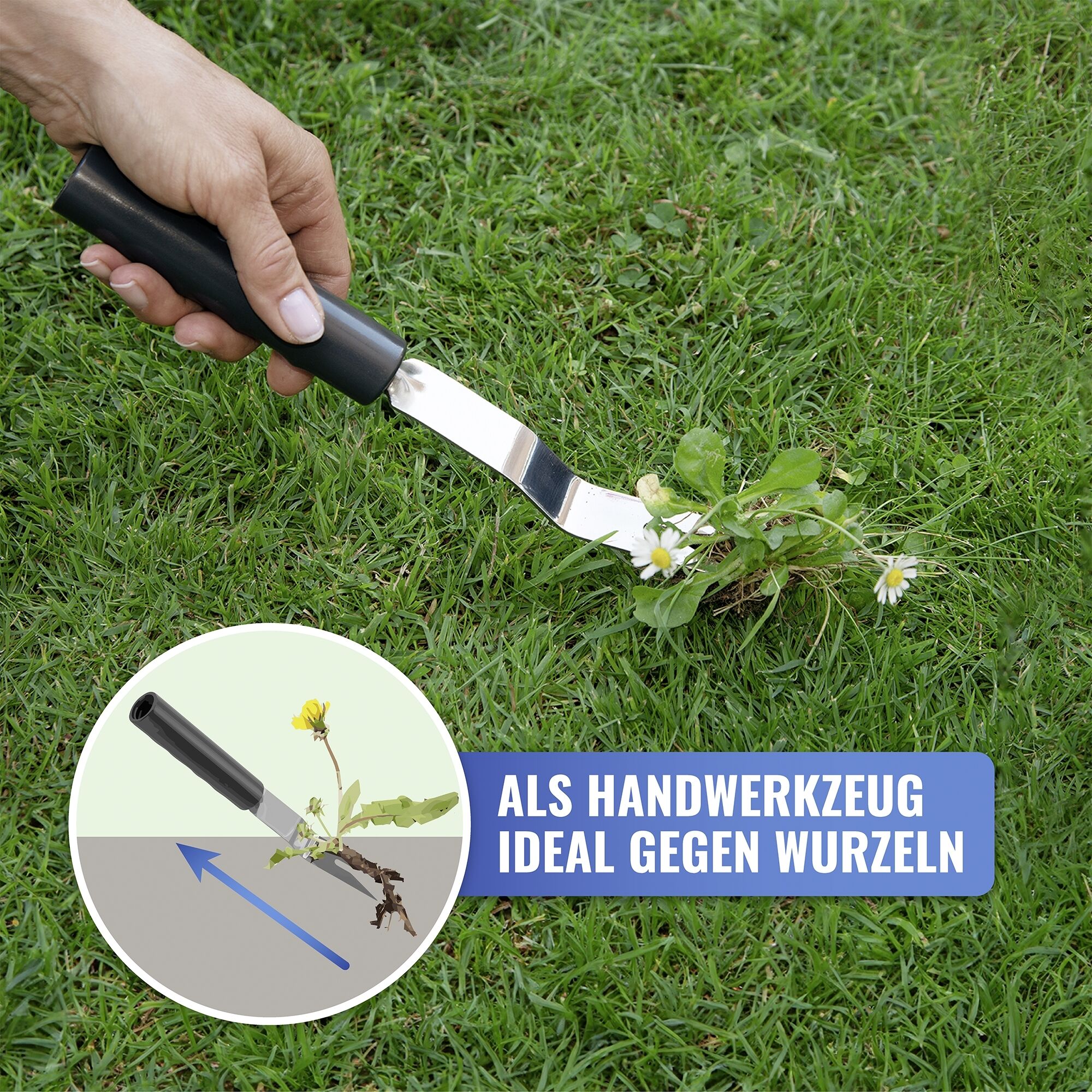 Unkrautstecher mit Teleskopstiel 2in1