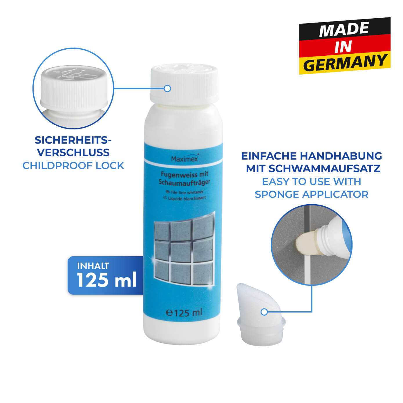 Fugenweiß mit Schwammaufträger, 125 ml