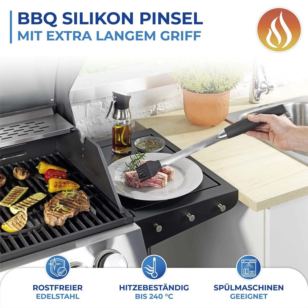 BBQ Premium Silikon Pinsel extra lang