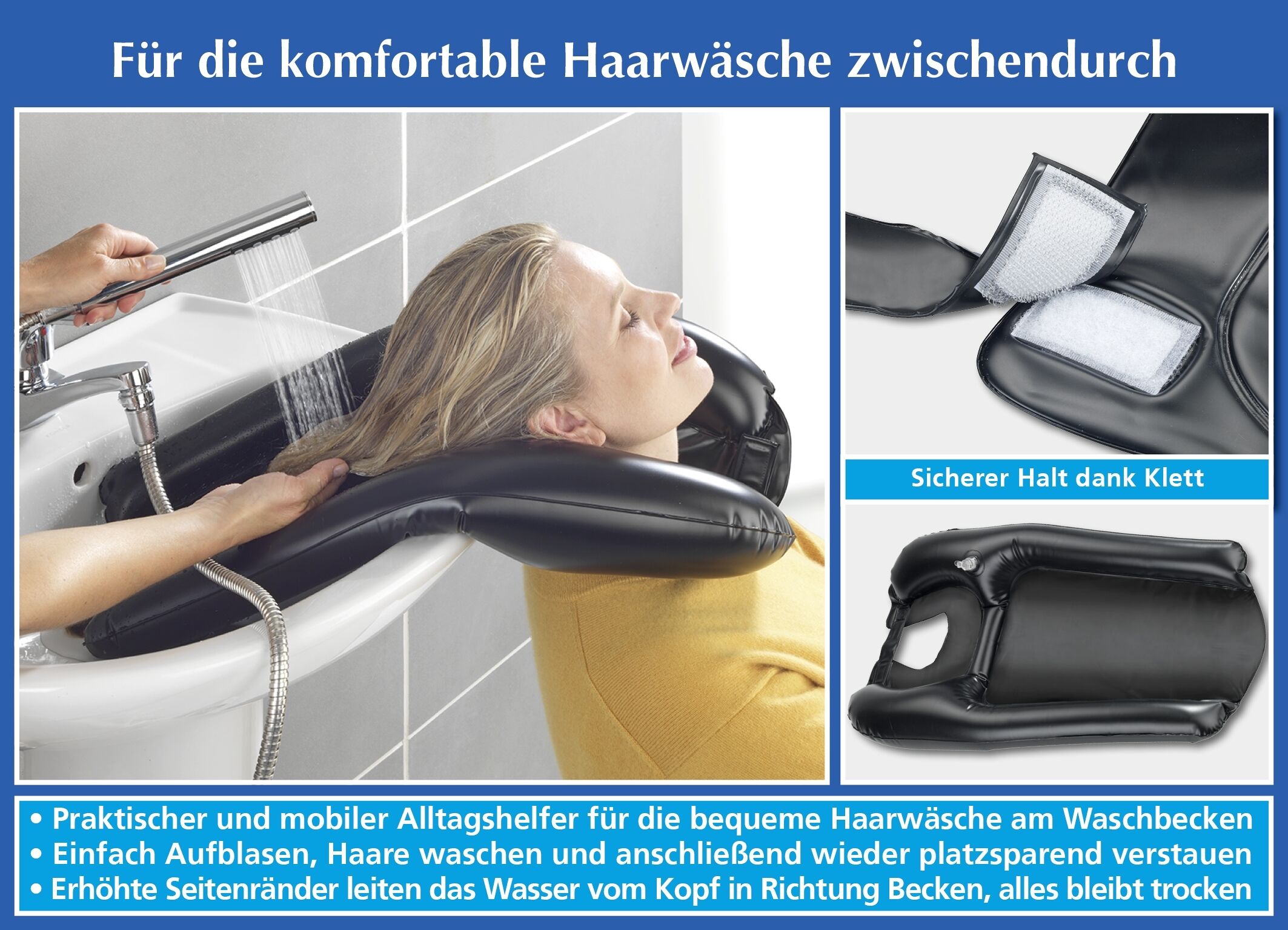 Haarwaschhilfe, aufblasbar