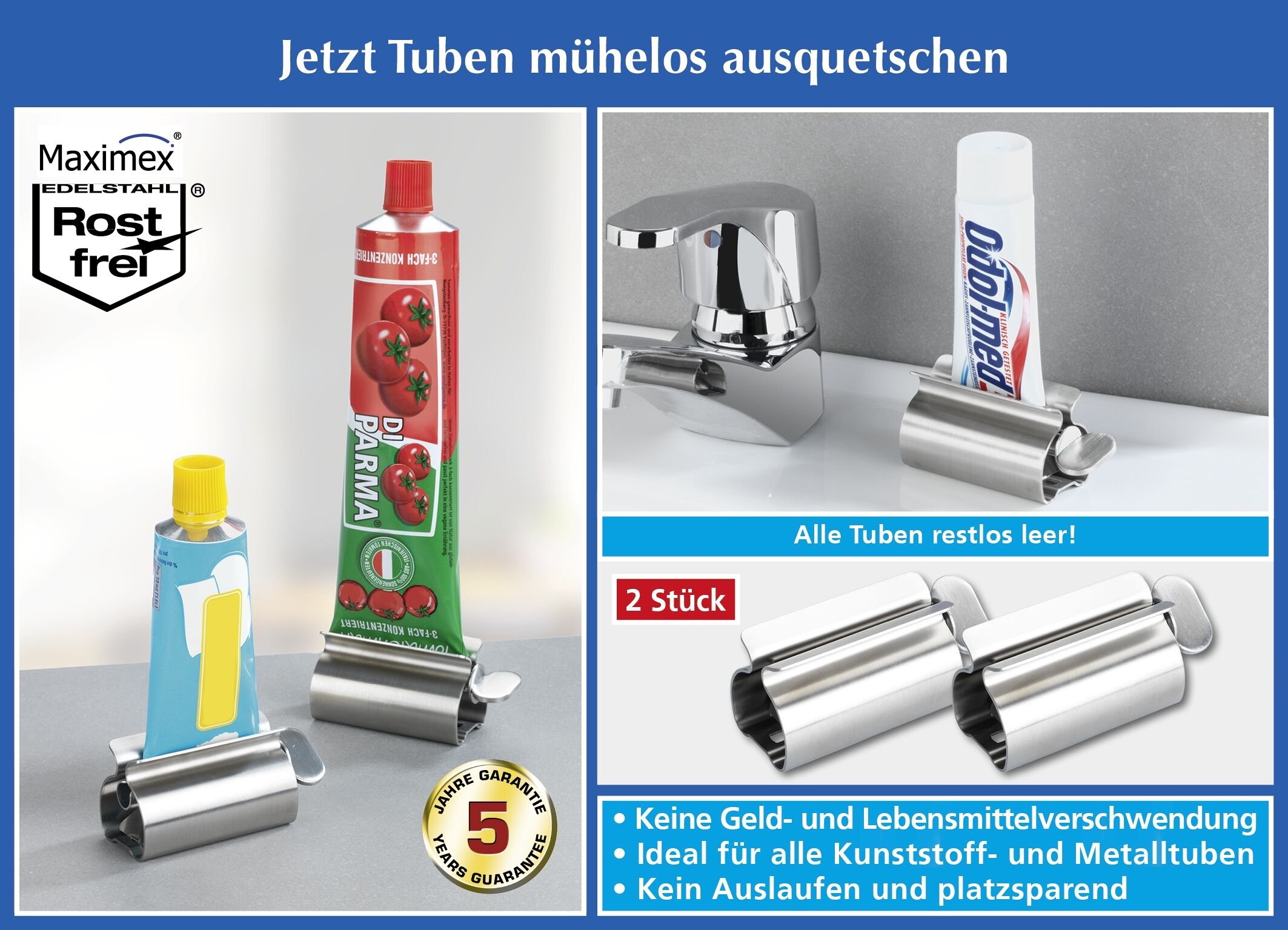 Tubenpresse EDELSTAHL 2er Tubenpresse EDELSTAHL 2er