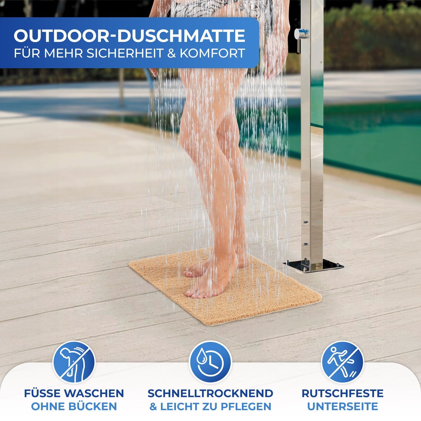 Wellness Duschmatte Outdoor, beige 60x40 cm Wellness Duschmatte Outdoor, beige 60x40 cm