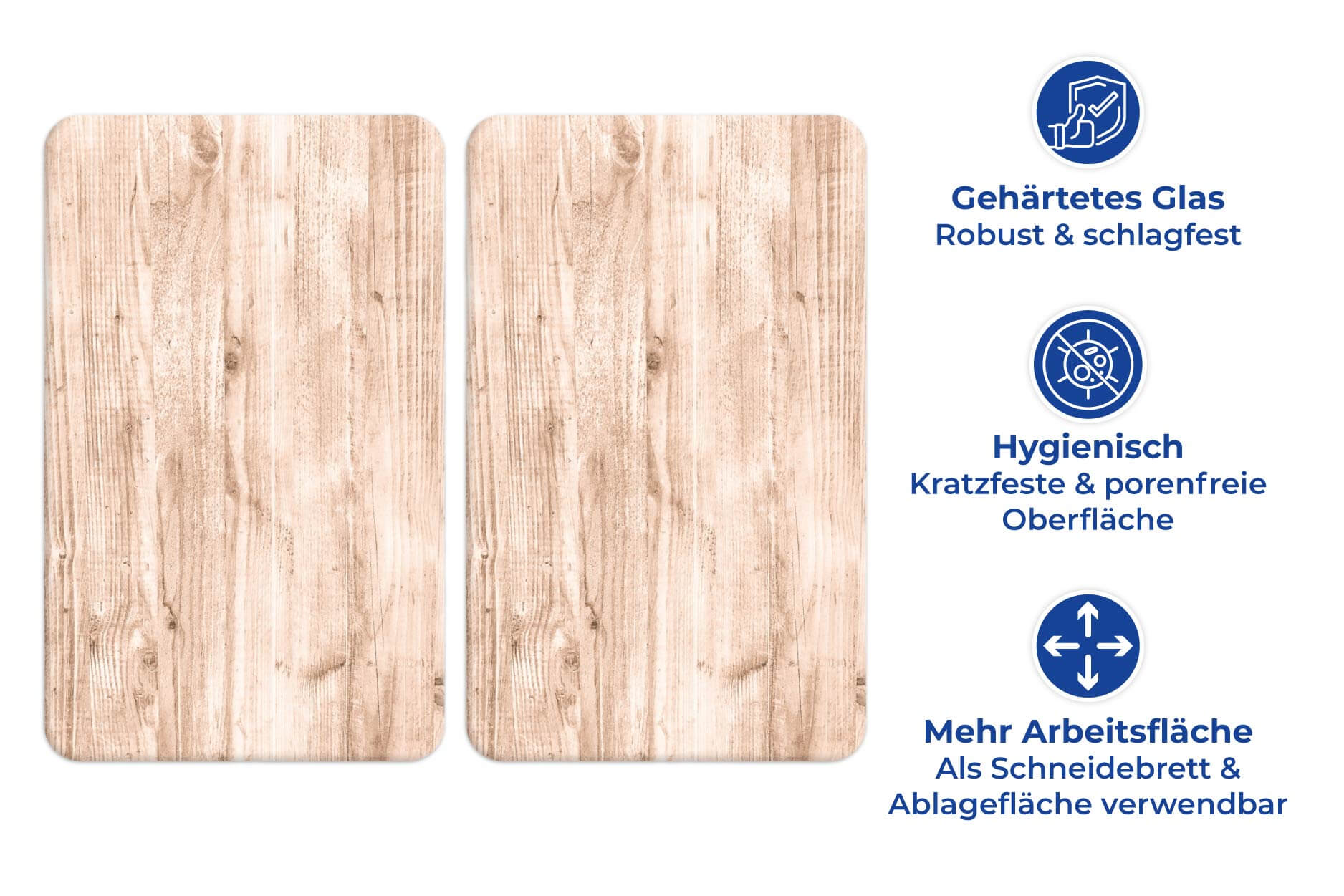 Herdabdeckplatten Universal Natural Look 2er Set, für alle Herdarten