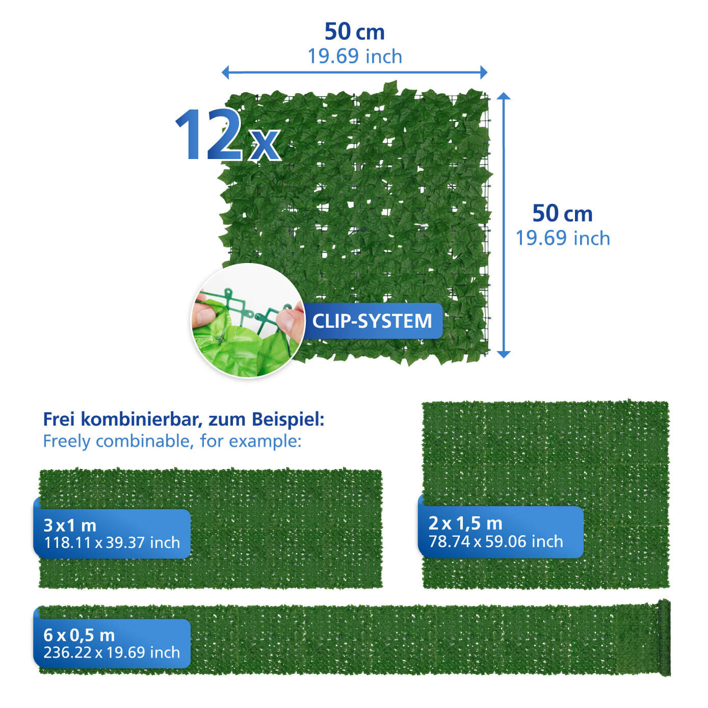 Efeu-Sichtschutz 3x1m grün Efeu-Sichtschutz 3x1m grün