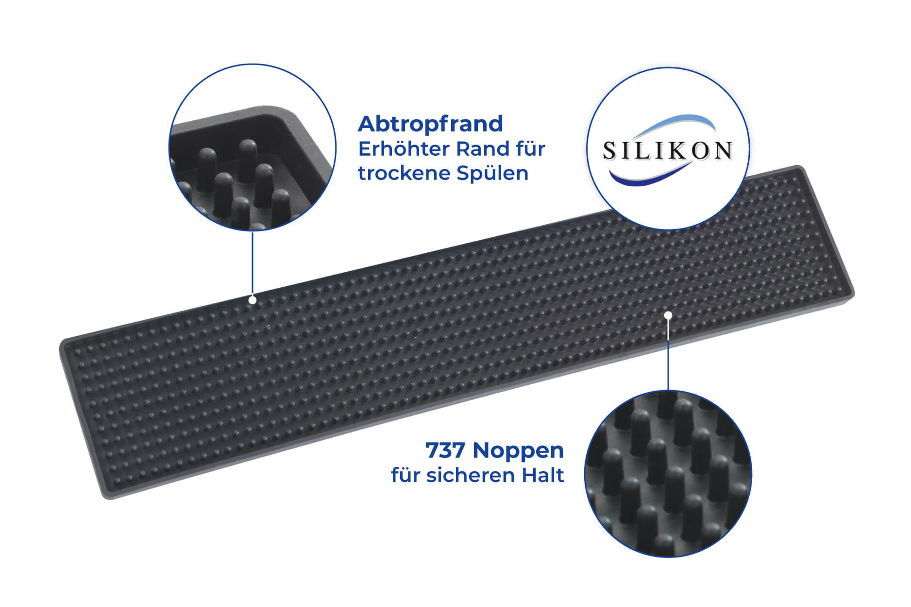 Abtropfmatte Slim Schwarz 8 x 42 cm
