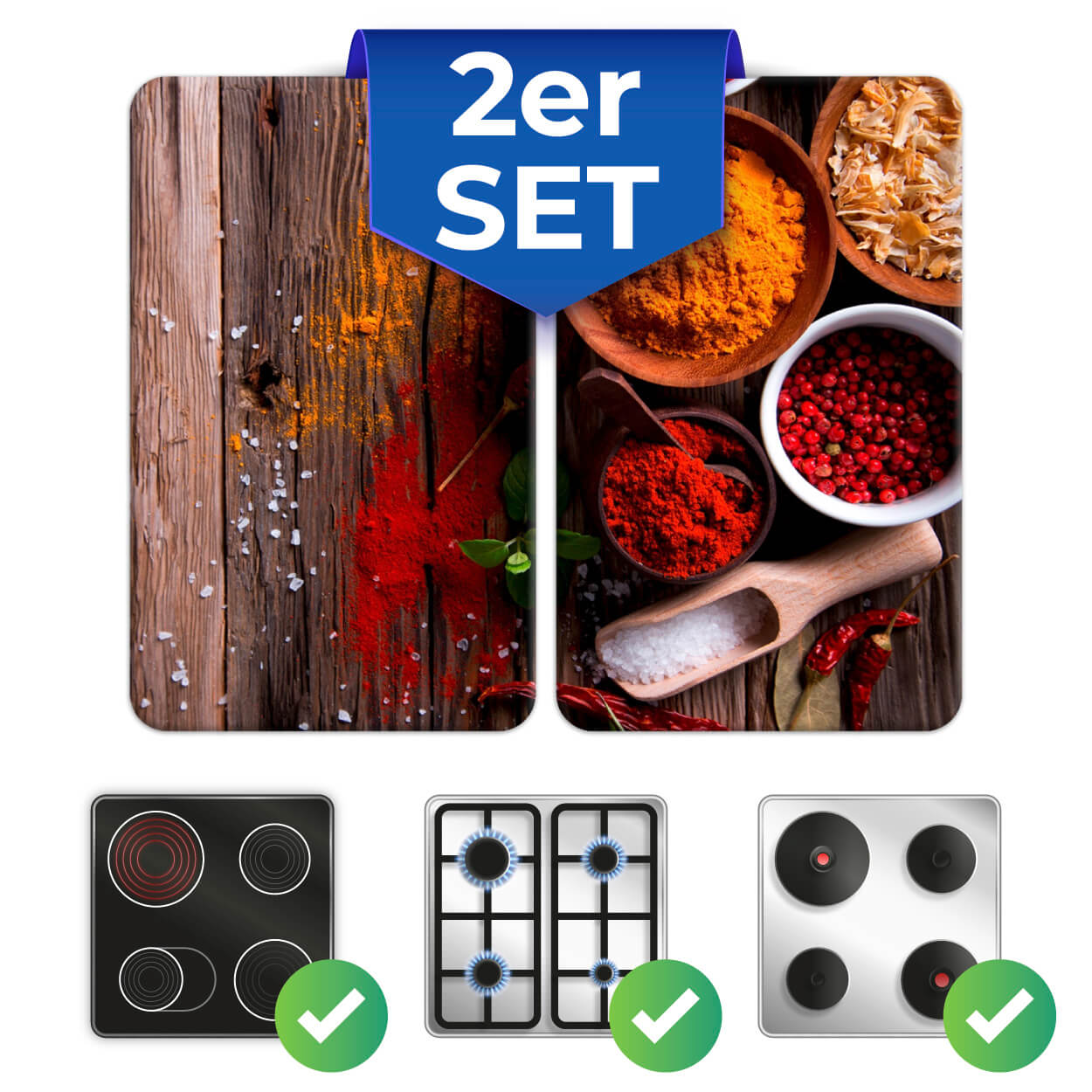 Herdabdeckplatte Universal Gewürze 2er Set, für alle Herdarten Herdabdeckplatte Universal Gewürze 2er Set, für alle Herdarten