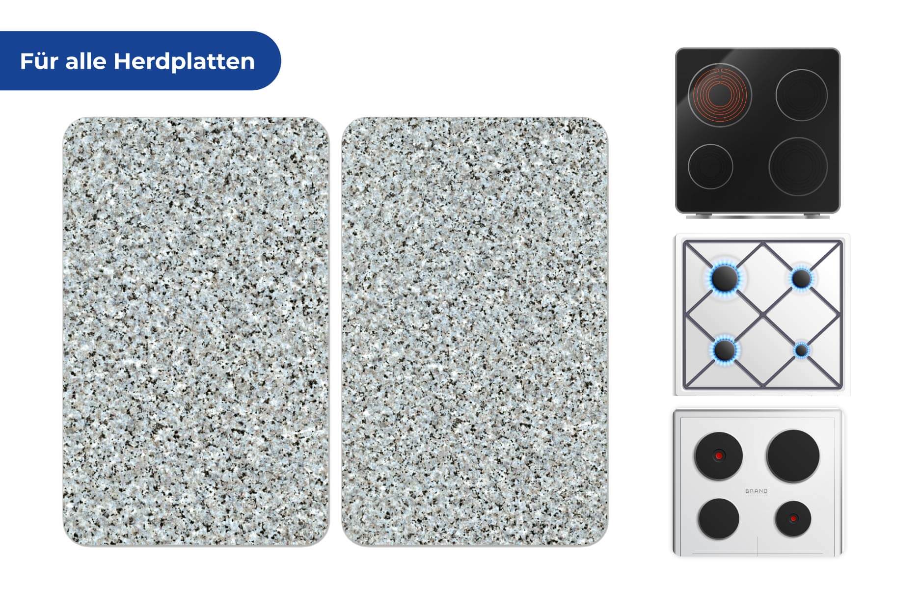 Herdabdeckplatte Universal Granit 2er Set, für alle Herdarten