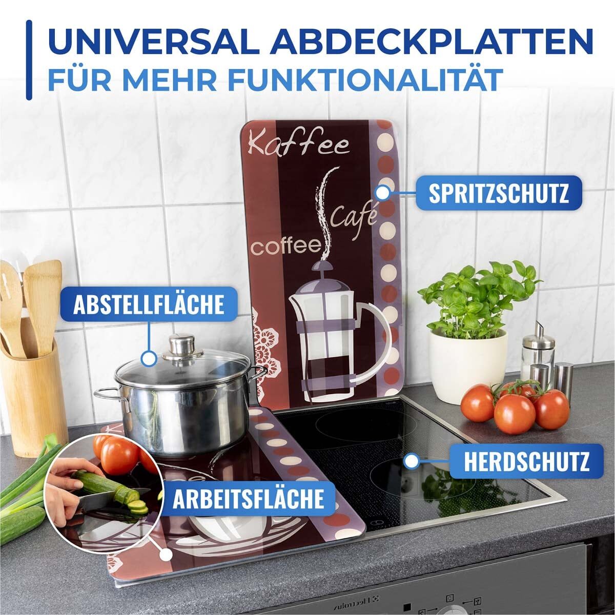Herdabdeckplatte Universal Kaffeeduft 2er Set, für alle Herdarten