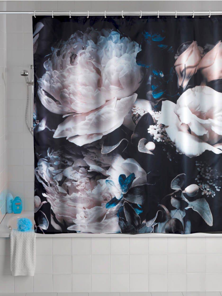 Anti-Schimmel Duschvorhang Peony, Textil (Polyester), 180 x 200 cm, waschbar