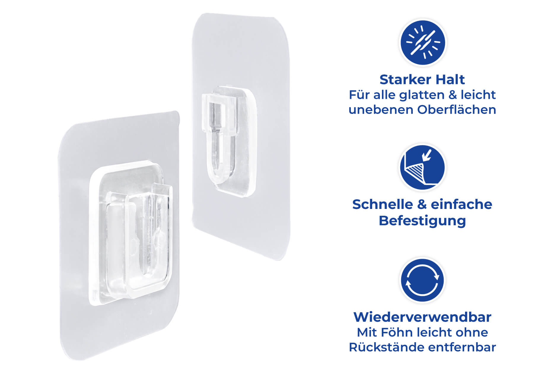 Doppelseitige Klebehaken DUO, 5 Paar Doppelseitige Klebehaken DUO, 5 Paar