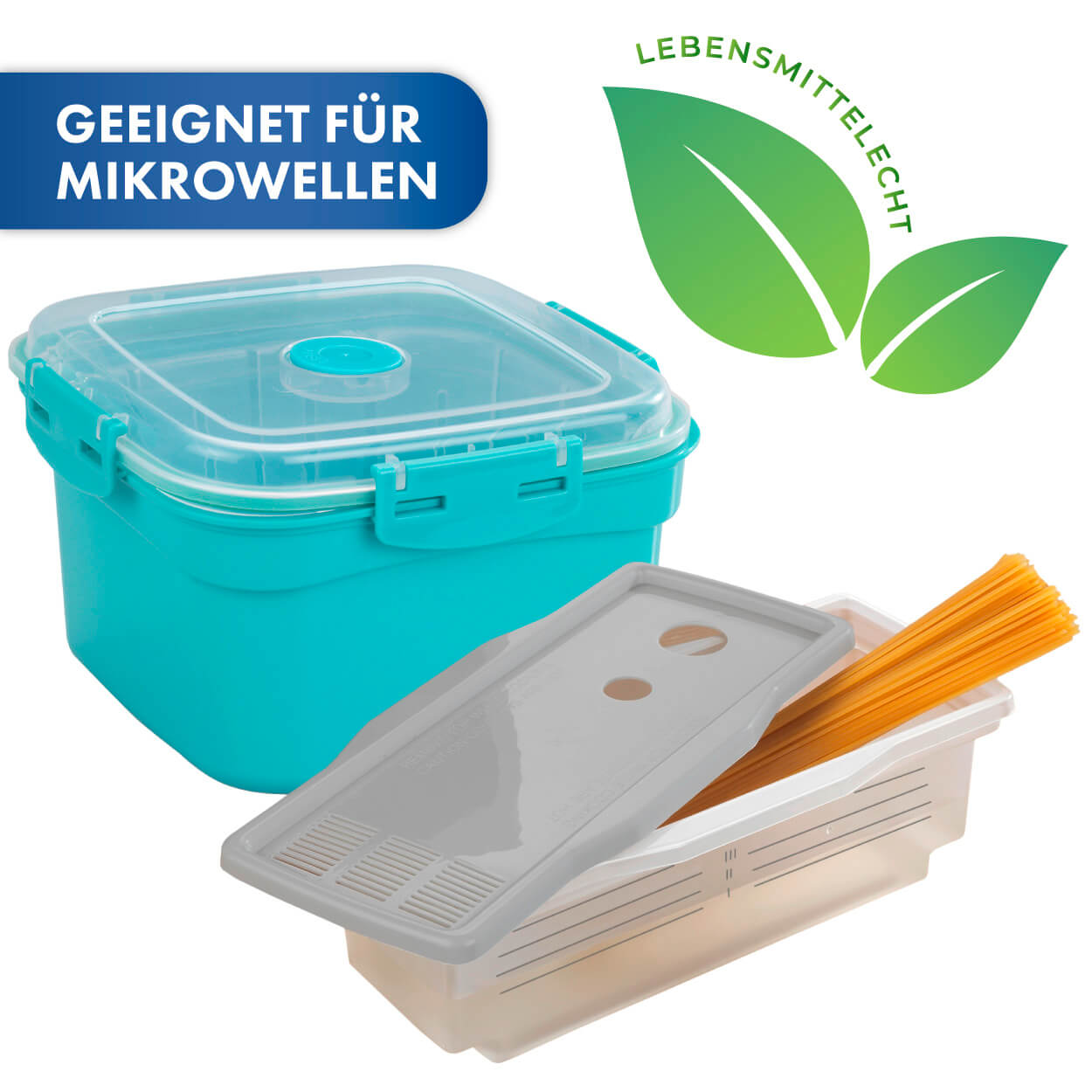 Mikrowellen Set Pasta mit Mikrowellen Dampfgarer und Mikrowellen-Kochblitz Mikrowellen Set Pasta mit Mikrowellen Dampfgarer und Mikrowellen-Kochblitz