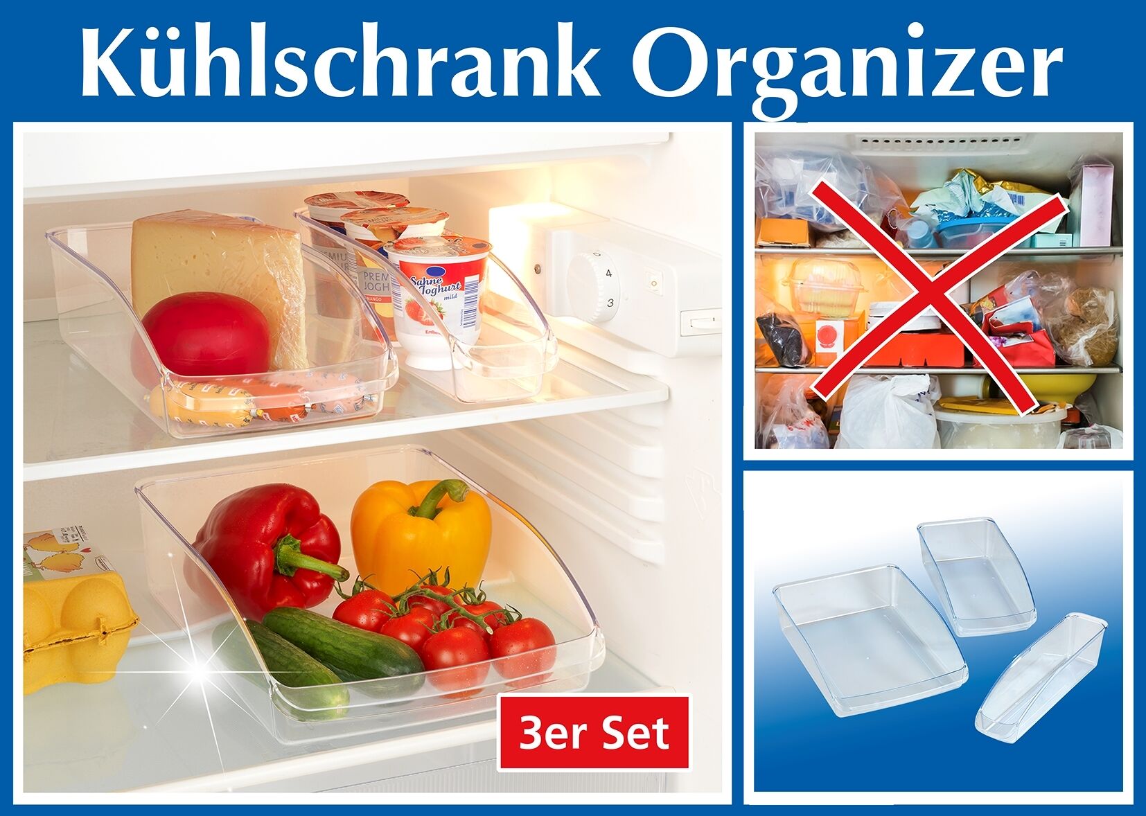 Kühlschrank-Organizer 3-teiliges Set