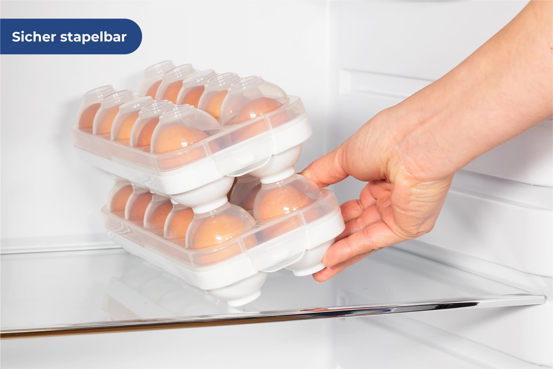 Eierbehälter für Kühlschrank und Transport, stapelbar 4 teilig