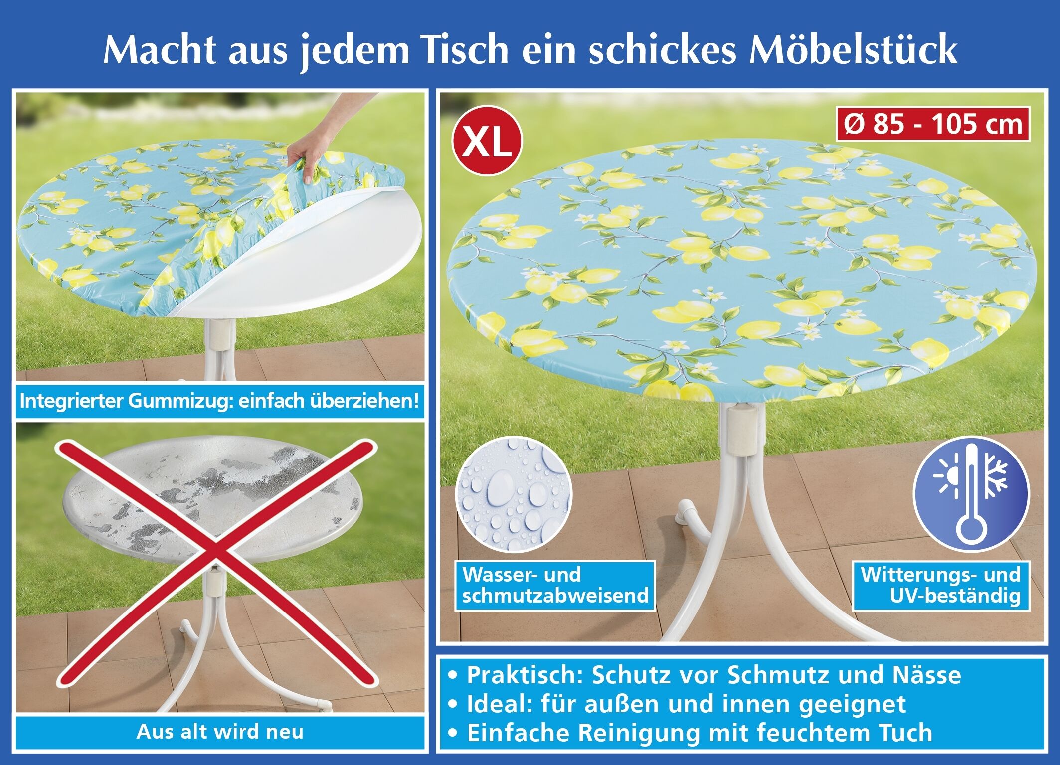 Spann-Tischdecke Zitrone XL