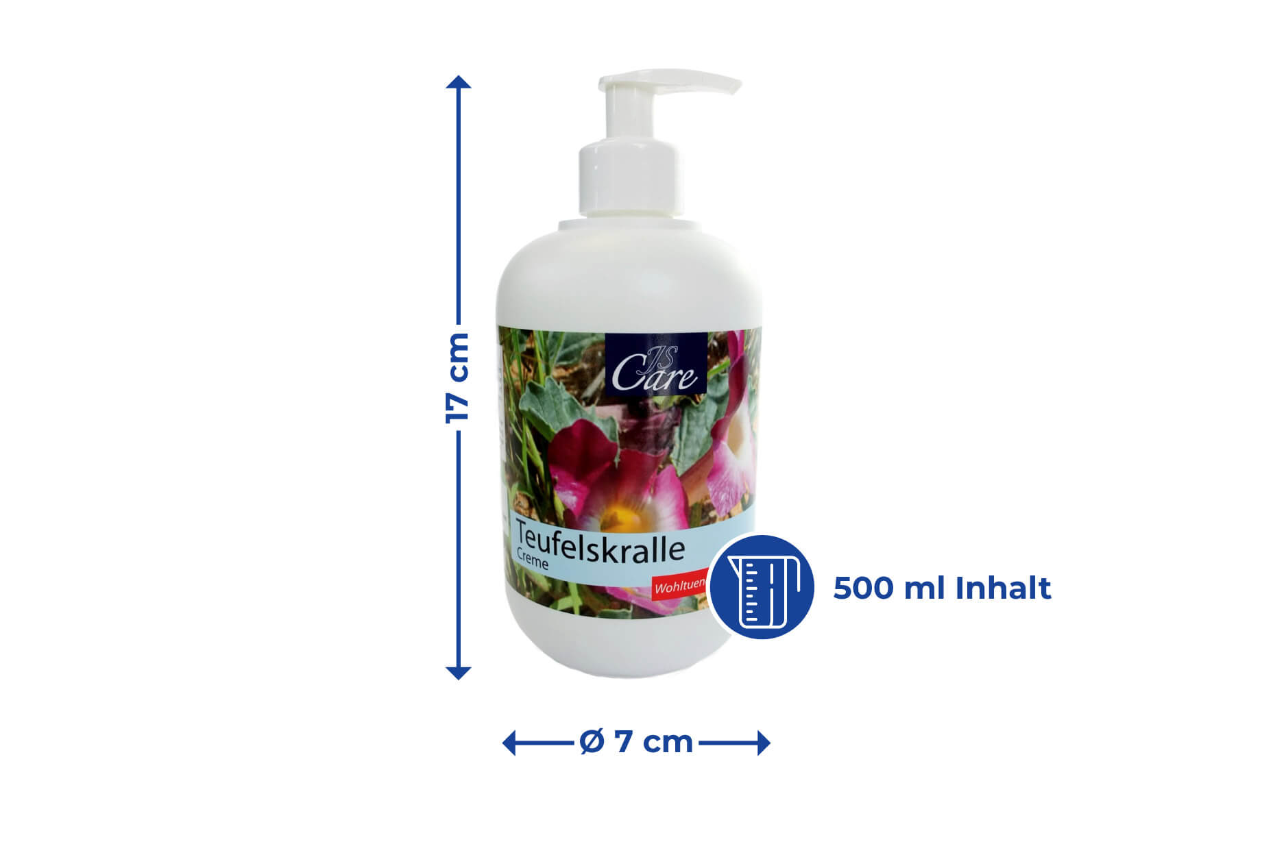 JS Care Teufelskralle-Creme Pumpflasche, 500 ml