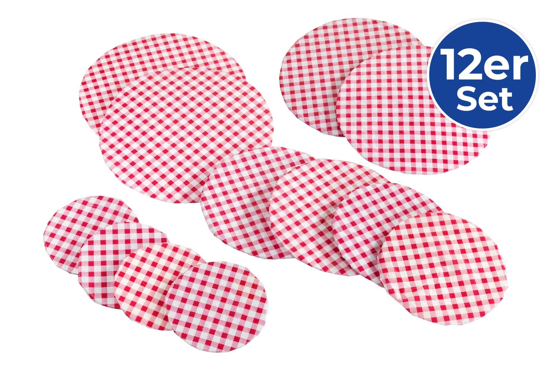 Topfhauben-Set Karo-Klassik, 12 teilig Topfhauben-Set Karo-Klassik, 12 teilig