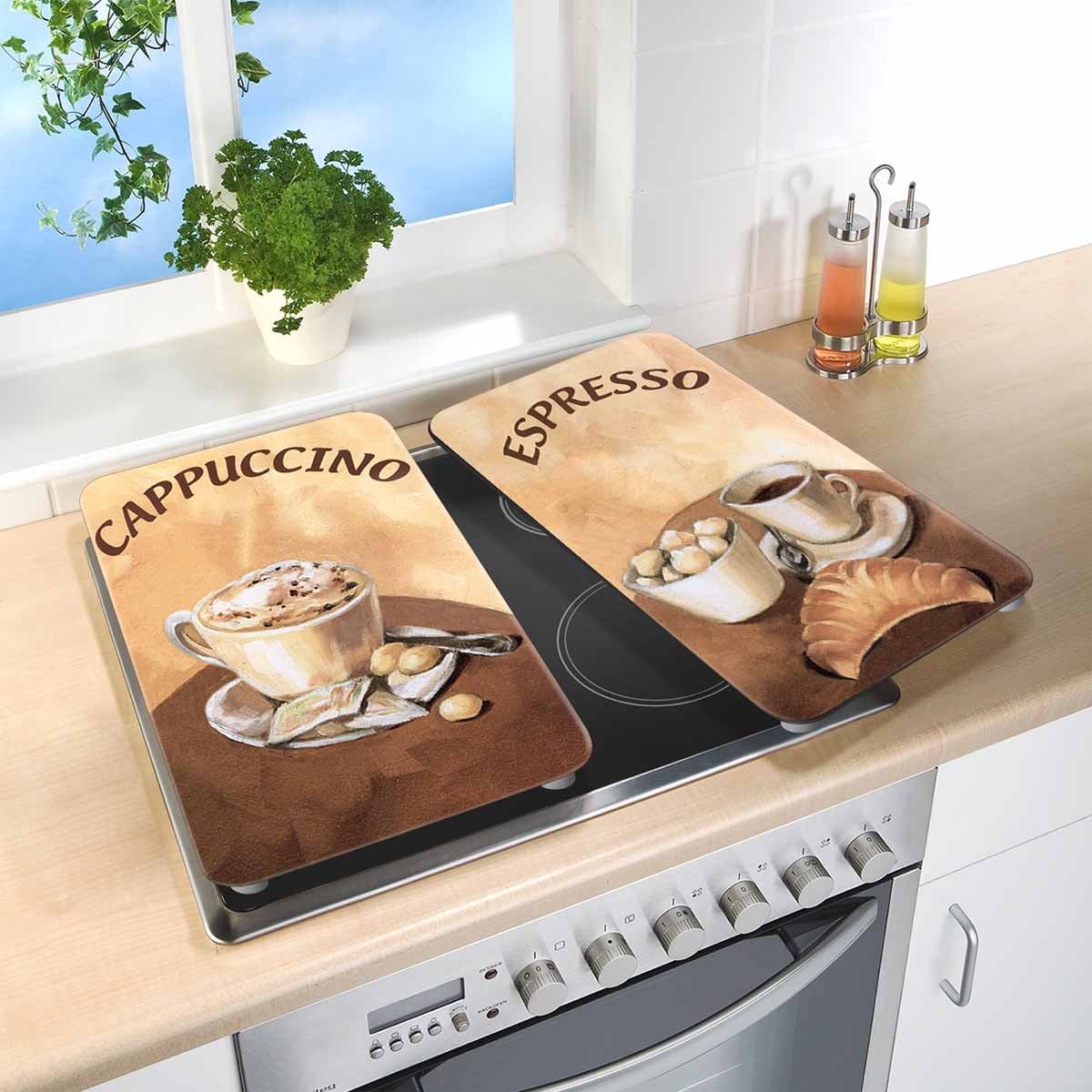 Herdabdeckplatte Universal Kaffee 2er Set, für alle Herdarten Herdabdeckplatte Universal Kaffee 2er Set, für alle Herdarten