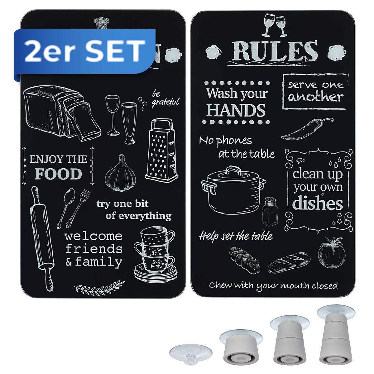 Herdabdeckplatte Universal Kitchen Rules 2er Set, für alle Herdarten