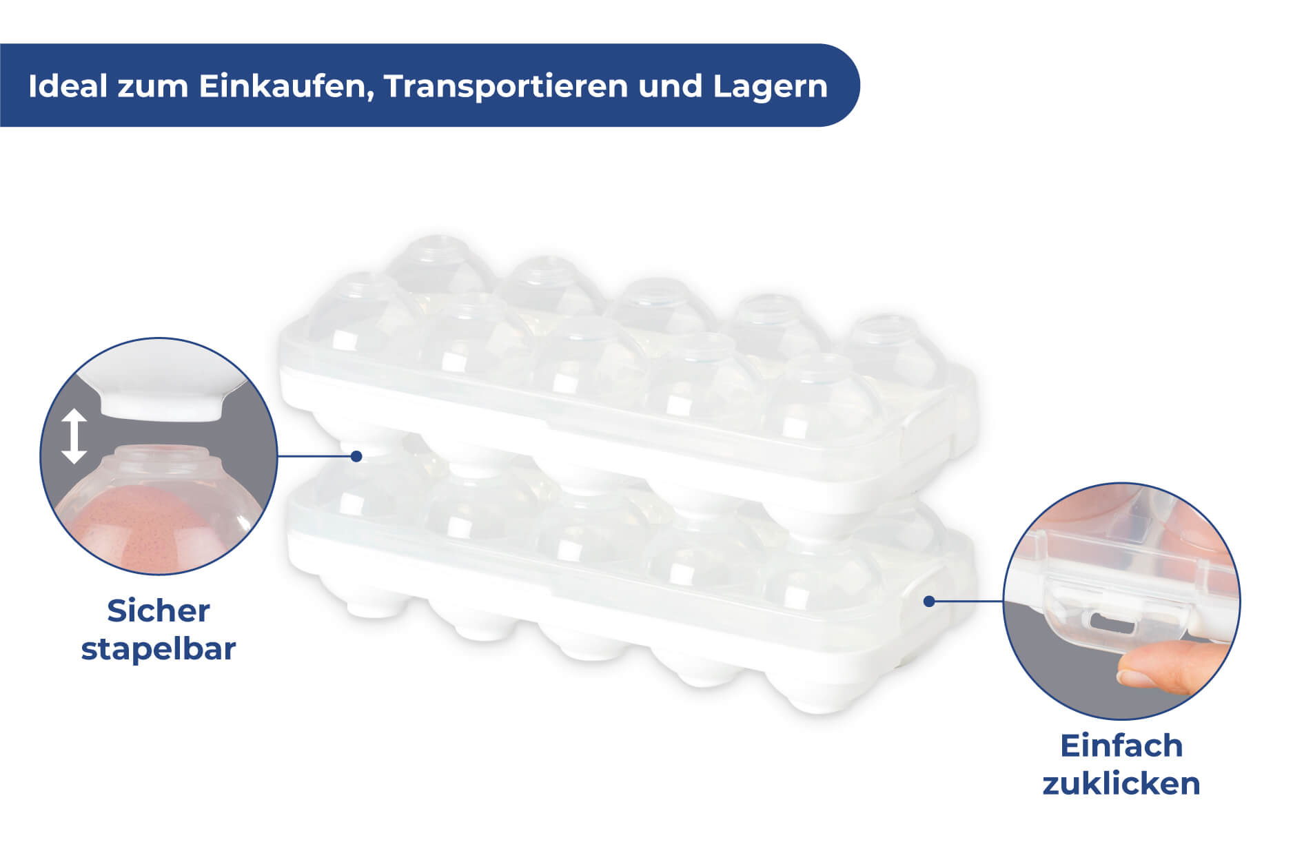 Eierbehälter für Kühlschrank und Transport, stapelbar 4 teilig