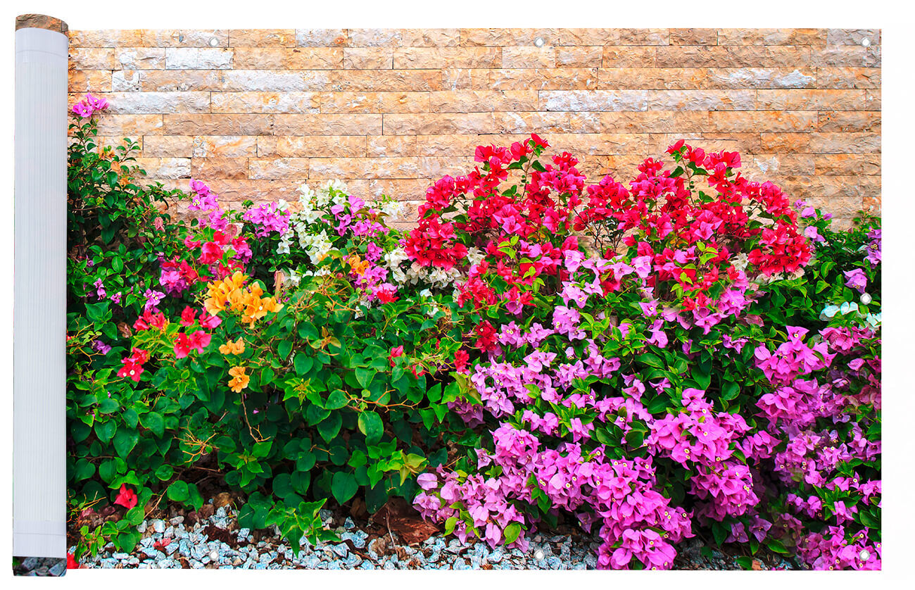 Balkon-Sichtschutz Mauer-Blumen, 5 m