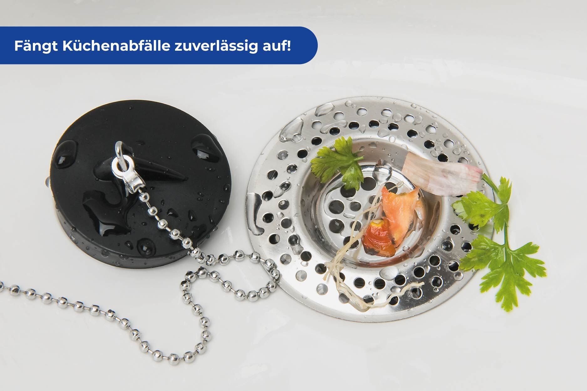 Abfluss-Sieb Edelstahl 2er Set, rostfrei