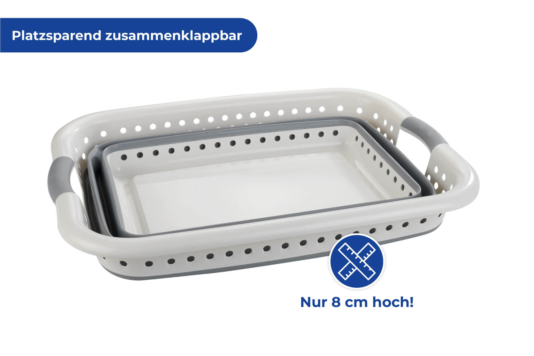 Wäschekorb faltbar, weiß/grau Wäschekorb faltbar, weiß/grau