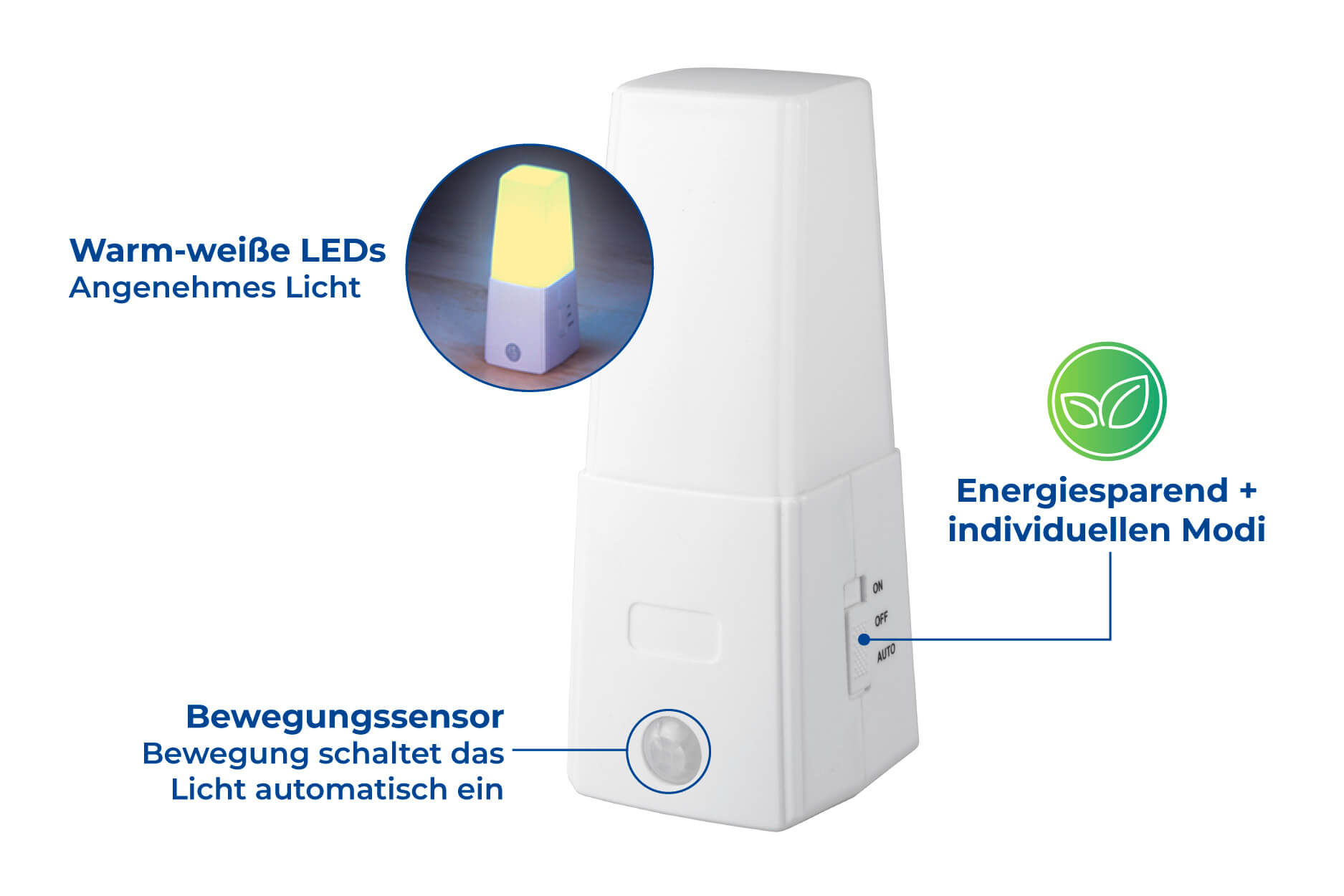 LED Nachtlicht mit Bewegungssensor 2er