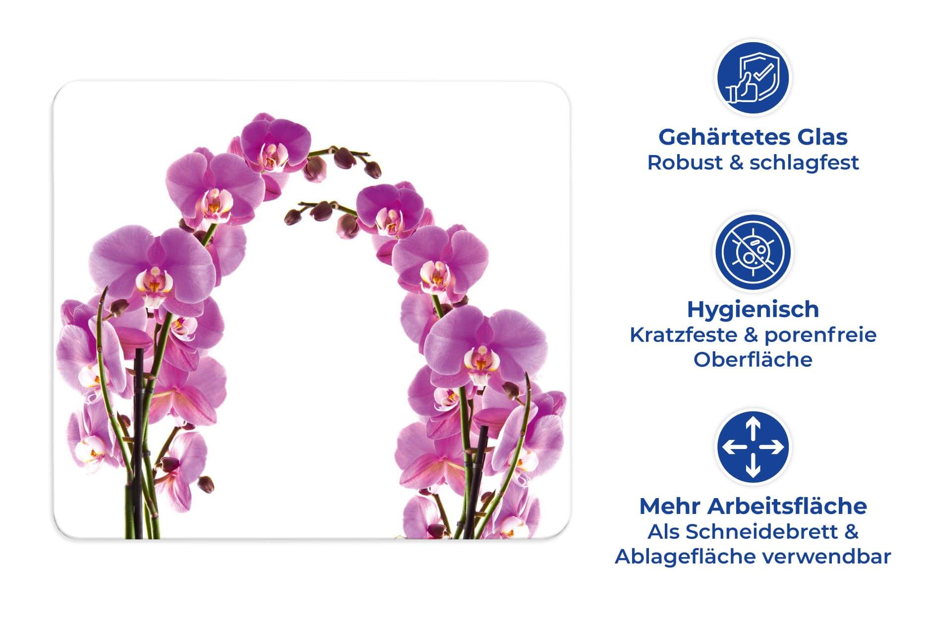 Multi-Platte Orchideenblüte, für Glaskeramik Kochfelder, Schneidbrett