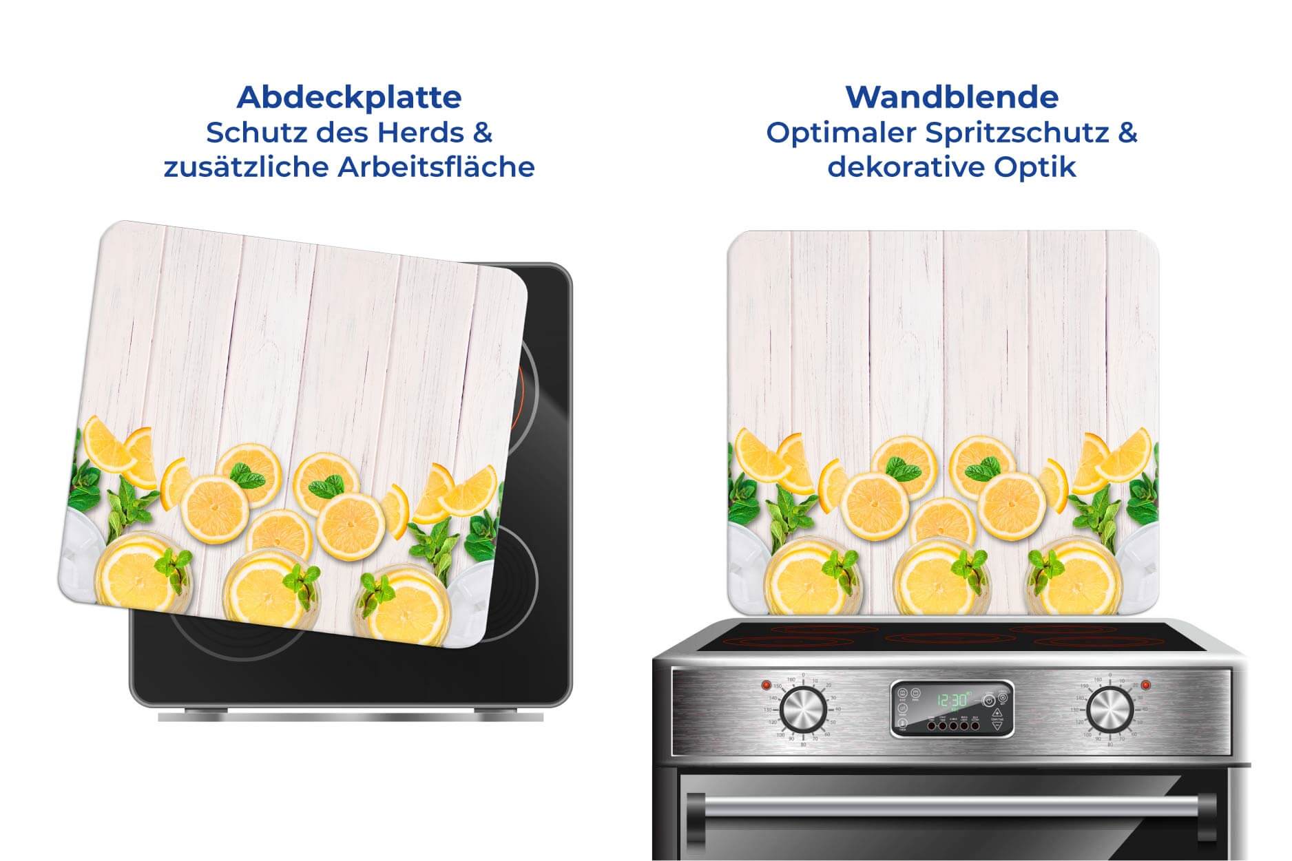 Multi-Platte Zitronen, Abdeckplatte für Glaskeramik Kochfelder, Schneidbrett