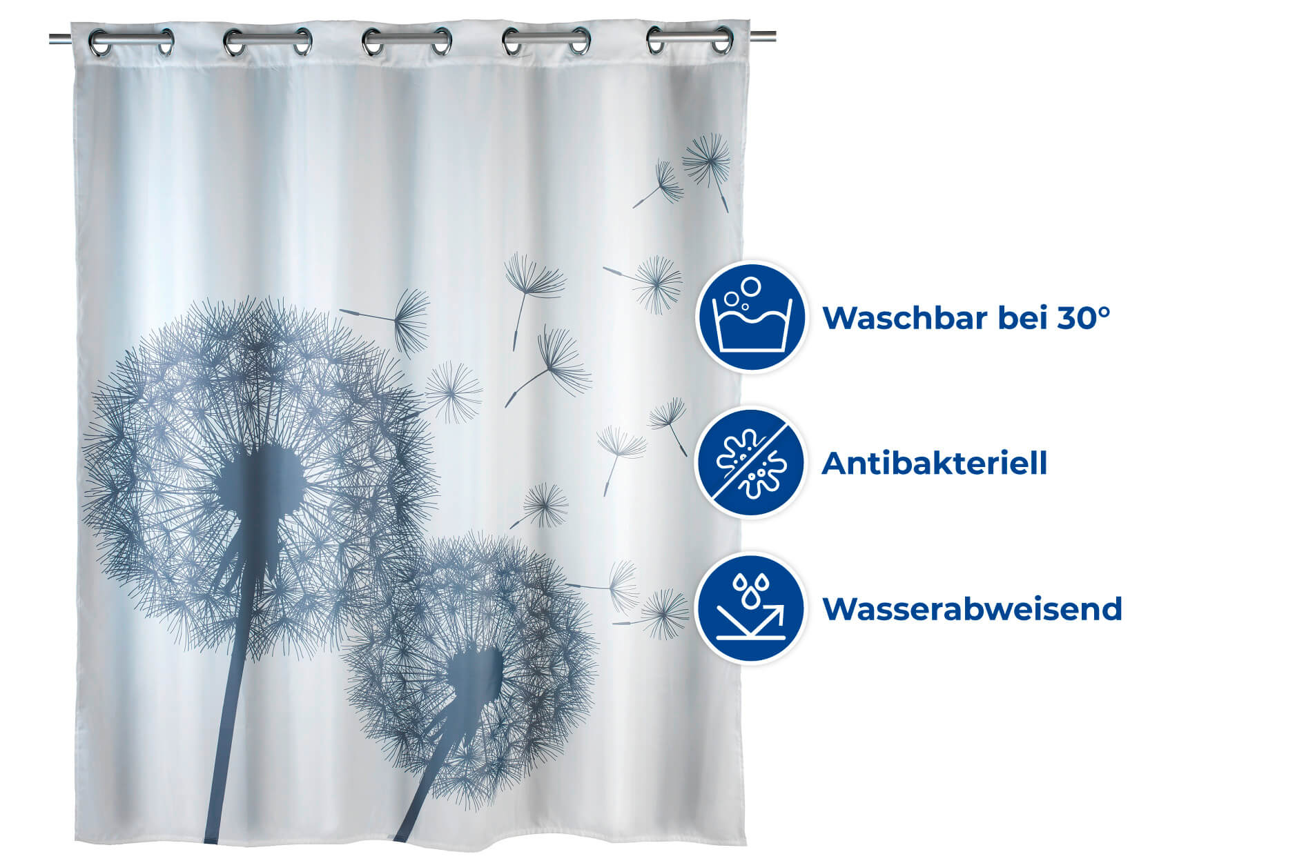 Anti-Schimmel Duschvorhang Astera Flex, Textil (Polyester), 180 x 200 cm, waschbar