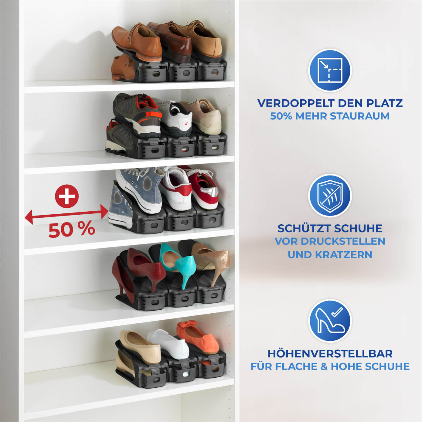 Schuhhalter höhenverstellbar grau 8er Schuhhalter höhenverstellbar grau 8er