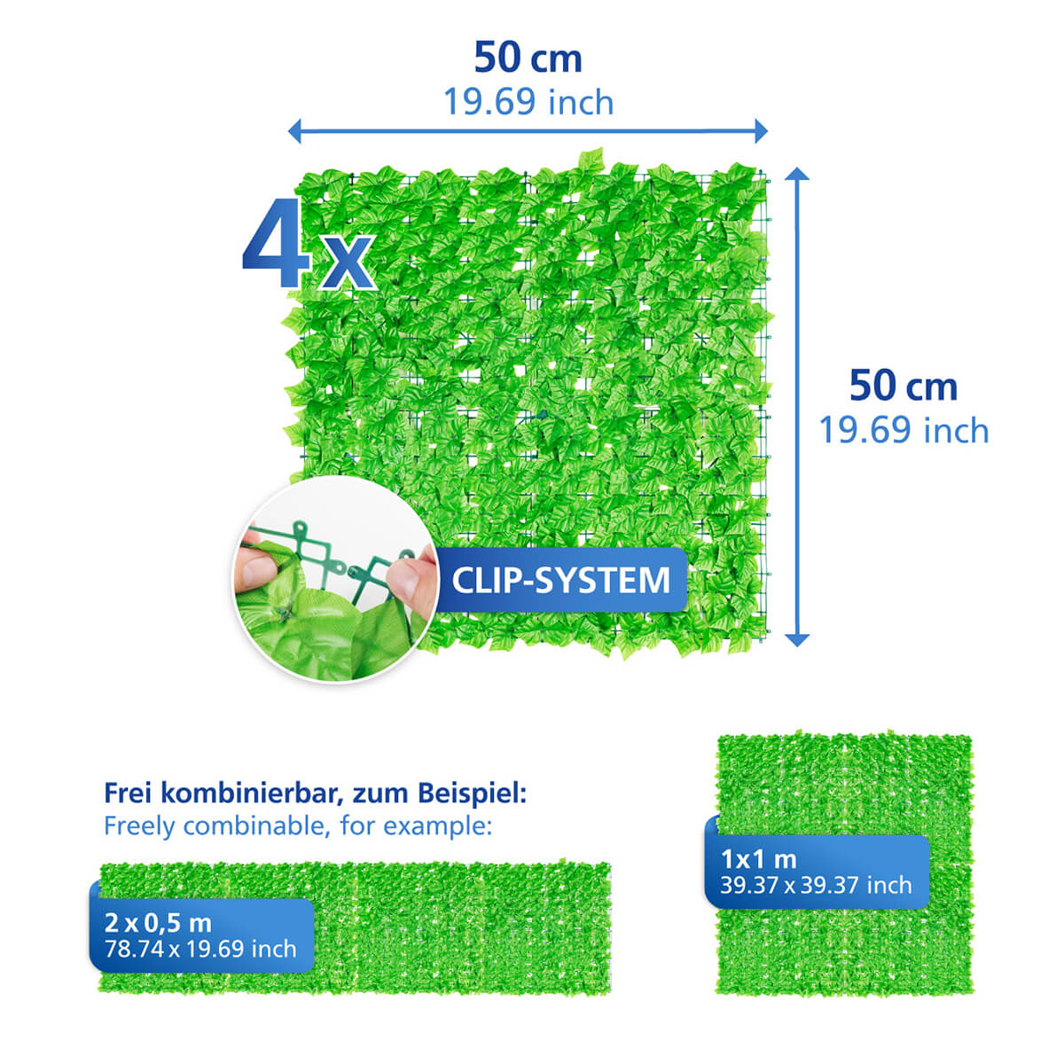 Efeu-Sichtschutz 1x1m hellgrün